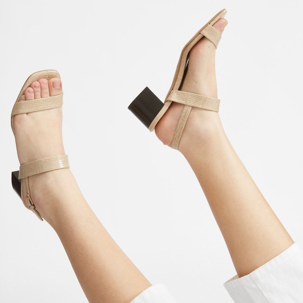 Everlane Double-Strap Block Heel Sandal in color Sand Lizard